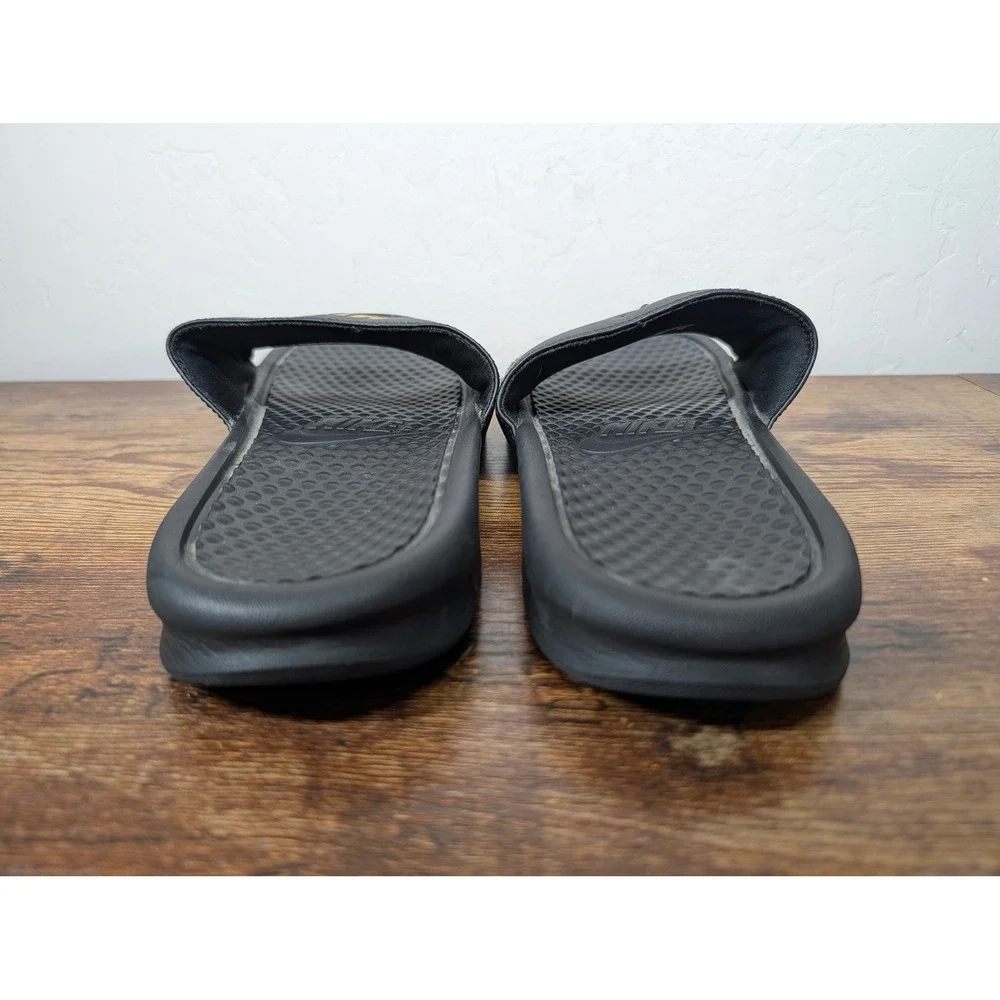Nike Benassi JDI Slides Black Metallic Gold Mens 8 Womens 9